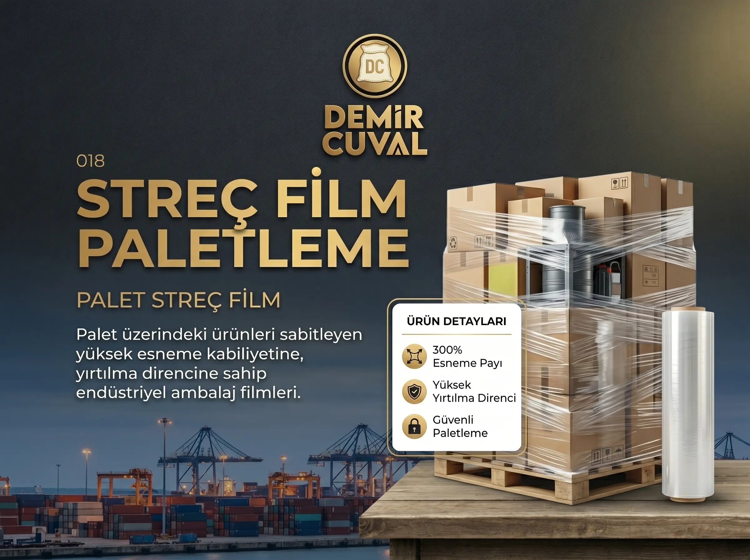 Endüstriyel palet streç filmi, palet sabitleme ve koruma filmleri